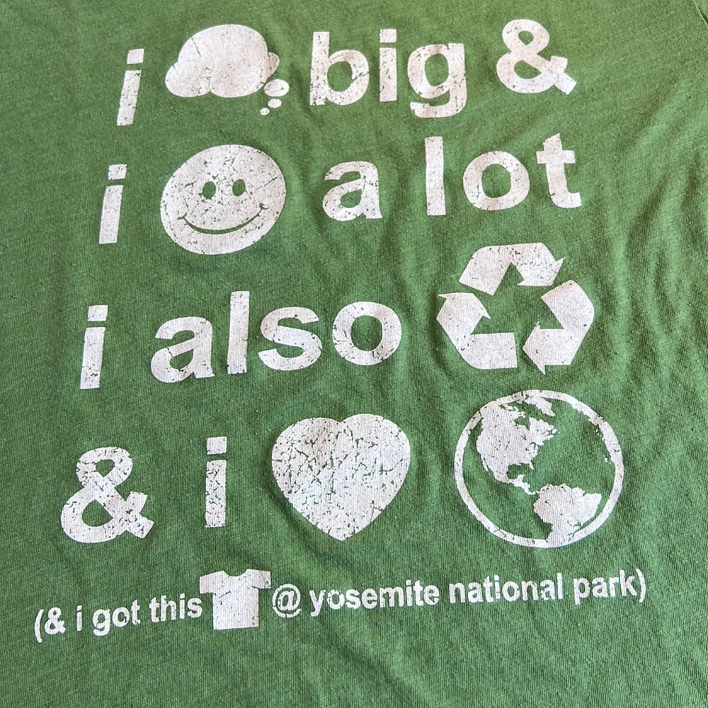 RARE Yosemite Jones & Mitchell Think Smile Recycle Tee Shirt Green Size Medium - Picture 2 of 8